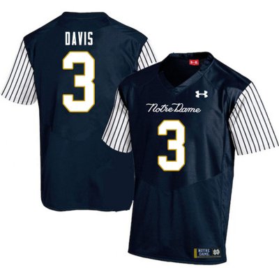 Notre Dame Fighting Irish Men's Avery Davis #3 Navy Under Armour Alternate Authentic Stitched College NCAA Football Jersey SCQ2499JK